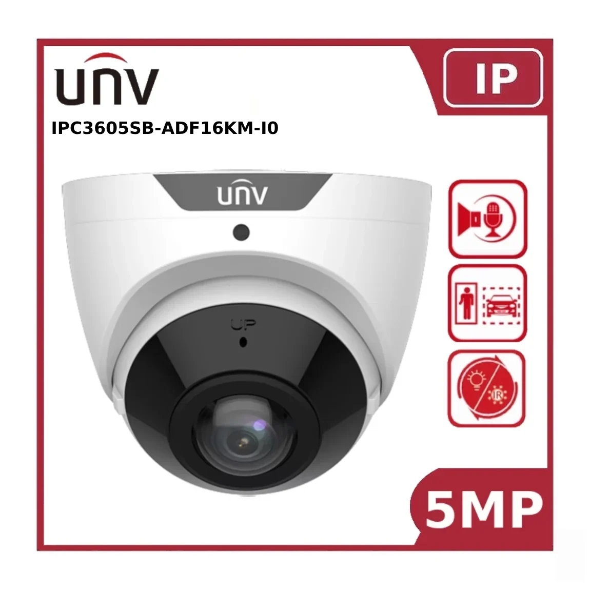 UNV IPC3605SB-ADF16KM-I0 5MP IP Turret Camera Fixed Lens EyeBall with 180° Wide Angle & 20M IR