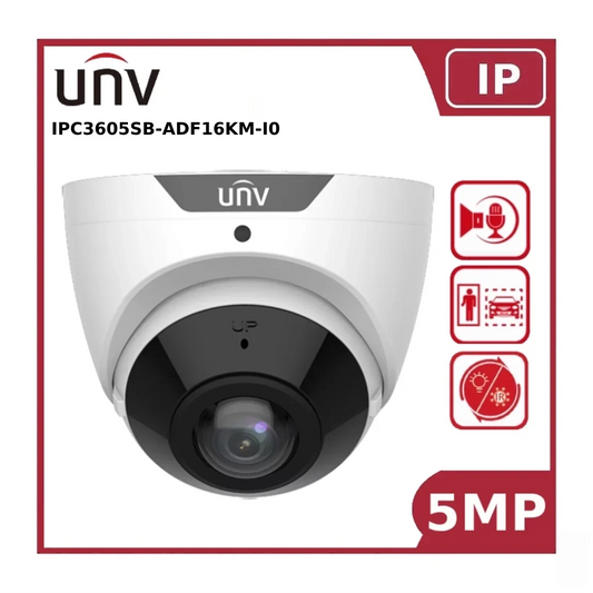 UNV IPC3605SB-ADF16KM-I0 5MP IP Turret Camera Fixed Lens EyeBall with 180° Wide Angle & 20M IR