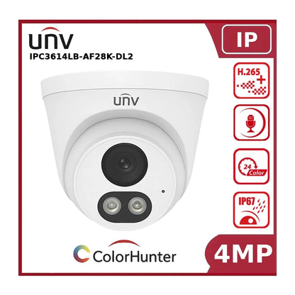 Uniview IPC3614LB-AF28K-DL2 4MP Smart Dual-Light Turret IP Camera- PoE, Built-in Mic, IP67