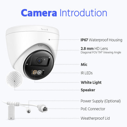 Nexvision Pro 5MP IPC-T259HA-LIUF/SL 3K ColorVu Hybrid Light IP Turret Camera with Two-Way Audio Human Vehicle Detection IP67