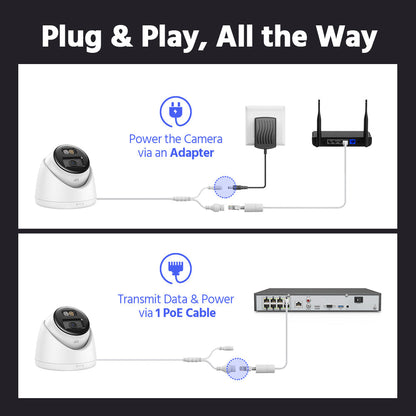 Nexvision Pro 5MP IPC-T259HA-LIUF/SL 3K ColorVu Hybrid Light IP Turret Camera with Two-Way Audio Human Vehicle Detection IP67