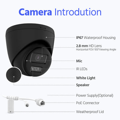 Nexvision Ultra 8MP IPC-T289HA-LIUF/SL 4K ColorVu Hybrid Light IP Turret Camera with Two-Way Audio Human Vehicle Detection IP67