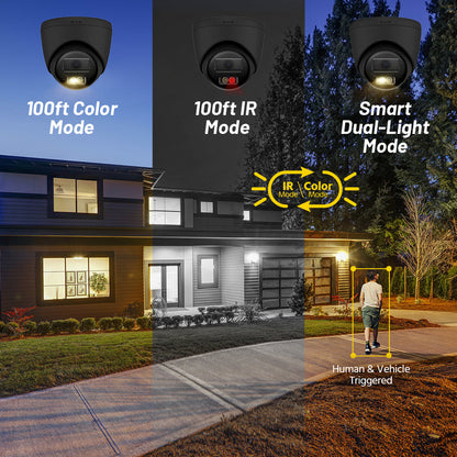 Nexvision Ultra 8MP IPC-T289HA-LIUF/SL 4K ColorVu Hybrid Light IP Turret Camera with Two-Way Audio Human Vehicle Detection IP67