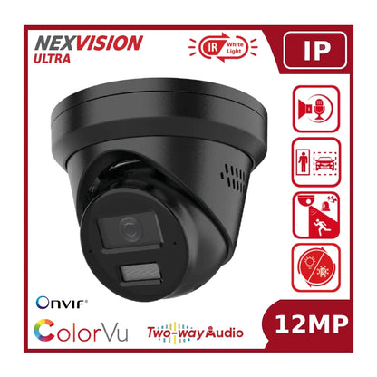 Nexvision Ultra 12MP IPC-T2129HA-LIUF/SL Ultra High Definition Hybrid Light ColorVu + IR Turret IP PoE Camera with Two-Way Audio Human Vehicle Detection IP67