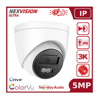 Nexvision Pro 5MP IPC-T259HA-LIUF/SL 3K ColorVu Hybrid Light IP Turret Camera with Two-Way Audio Human Vehicle Detection IP67