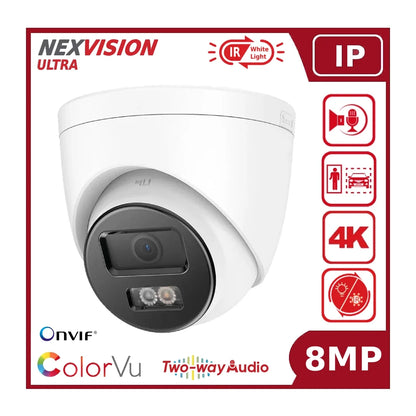 Nexvision Ultra 8MP IPC-T289HA-LIUF/SL 4K ColorVu Hybrid Light IP Turret Camera with Two-Way Audio Human Vehicle Detection IP67