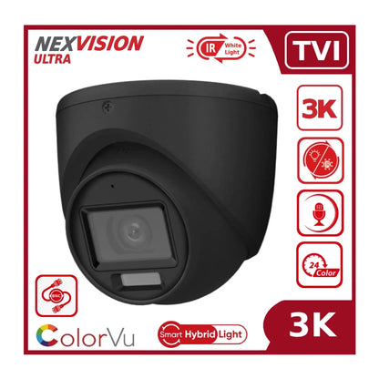 Nexvision Ultra 5MP NVC-T159H-LFS 3K ColorVu Hybrid Light TVI Turret Analogue Camera with AoC Built in Mic IP67