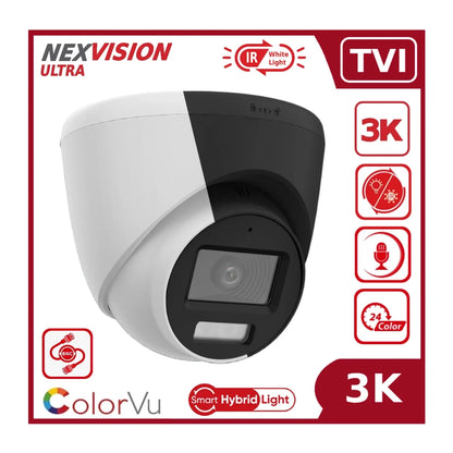 Nexvision Ultra 5MP NVC-T259H-LFS 3K ColorVu Hybrid Light TVI Analogue Turret Camera with AoC Built in Mic IP67