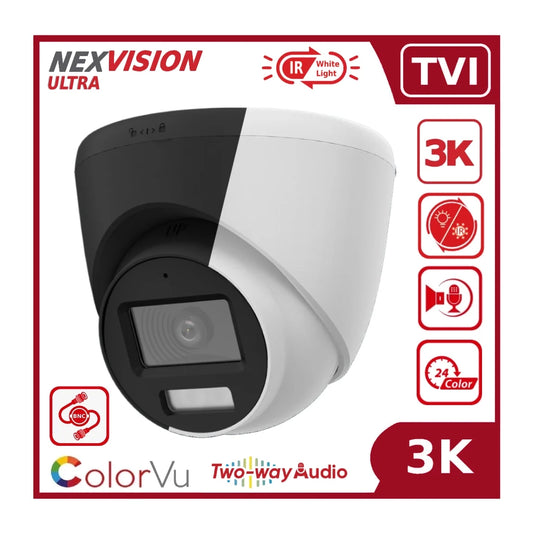 Nexvision Ultra 5MP TVI NVC-T259H-LTS 3K ColorVu Hybrid-Light TVI Analogue Turret Camera with Two-Way Audio
