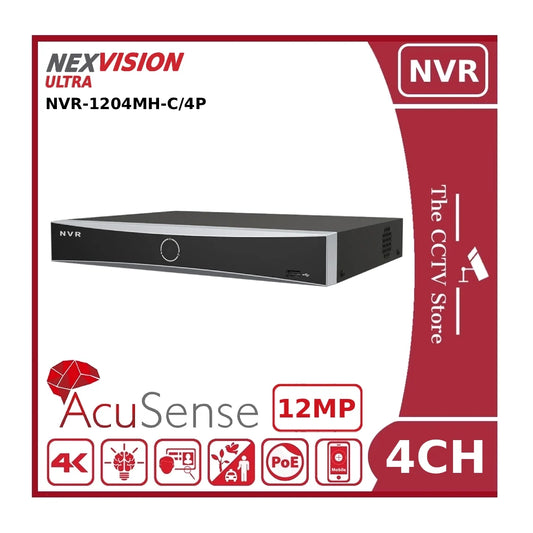 Nexvision 4CH NVR-1204MH-C/4P 12MP 4 Channel AcuSense PoE NVR with 1CH 12MP or 2CH 8MP Support
