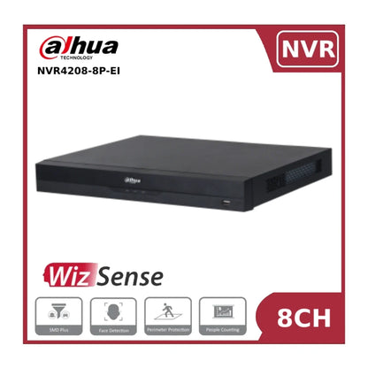 Dahua NVR4208-8P-EI 8 Channel PoE NVR 2HDD WizSense Network Video Recorder with 8 PoE Ports