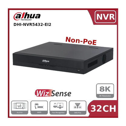 Dahua DHI-NVR5432-EI2 32 Channel WizSense AI NVR (Non-PoE) 4 HDD, 8K HDMI, 32MP, 448Mbps Bandwidth - NR