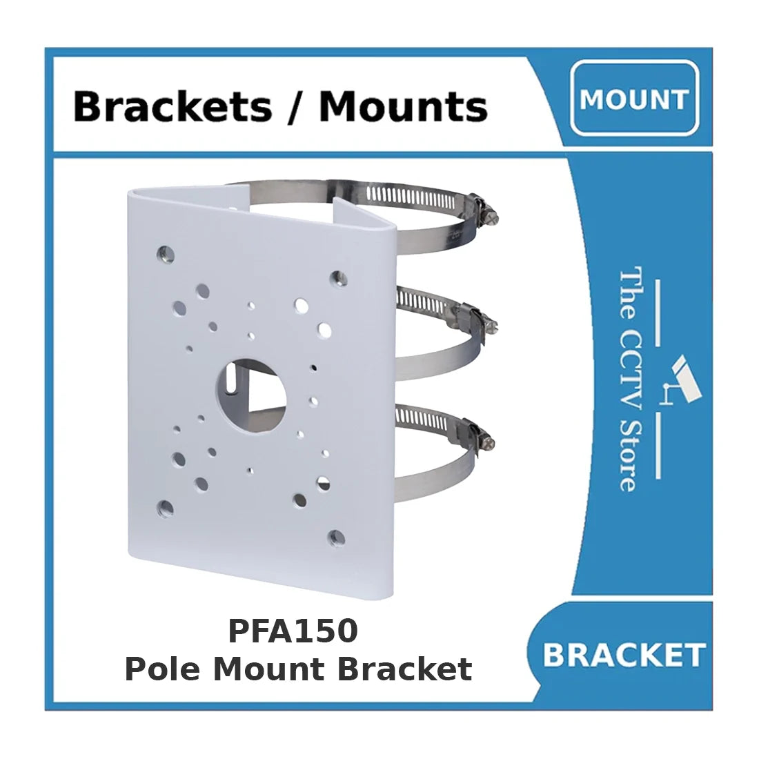 Dahua PFA150 Pole Mount Bracket, Indoor & Outdoor Use, Load Capacity 10kg, White