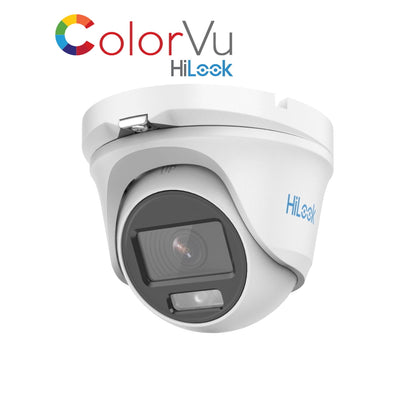 THC-T159-MS HiLook 5MP 3K ColorVu HD-TVI analogue turret camera with built-in mic and 20m LED