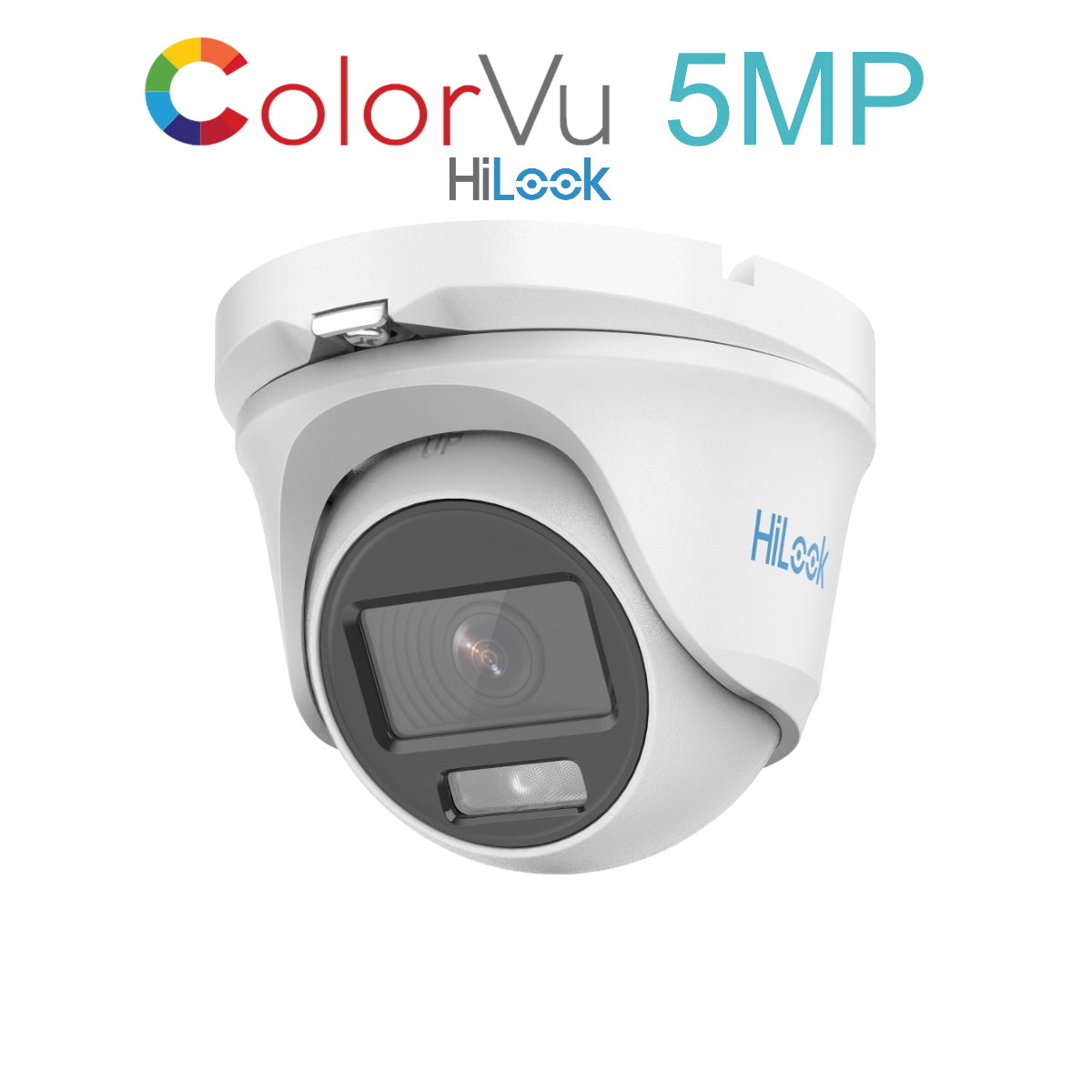 THC-T159-MS HiLook 5MP 3K ColorVu HD-TVI analogue turret camera with built-in mic and 20m LED