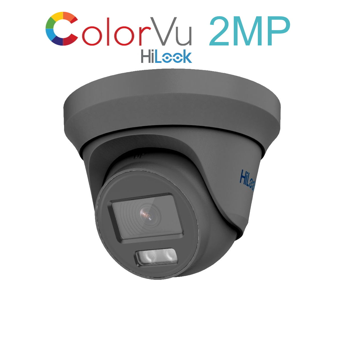 THC-T229-M HiLook 2MP 1080P HD-TVI ColorVu analogue turret camera with 40m LED in white or grey