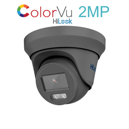 THC-T229-M HiLook 2MP 1080P HD-TVI ColorVu analogue turret camera with 40m LED in white or grey