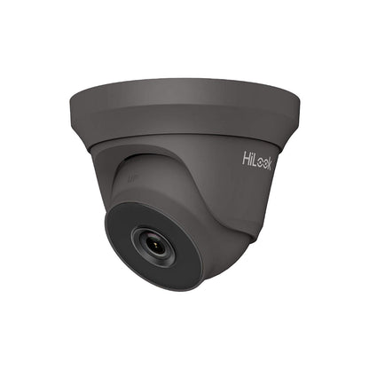 THC-T250-MS HiLook 5MP HD-TVI analogue turret camera with built-in mic and 40m IR in white or grey