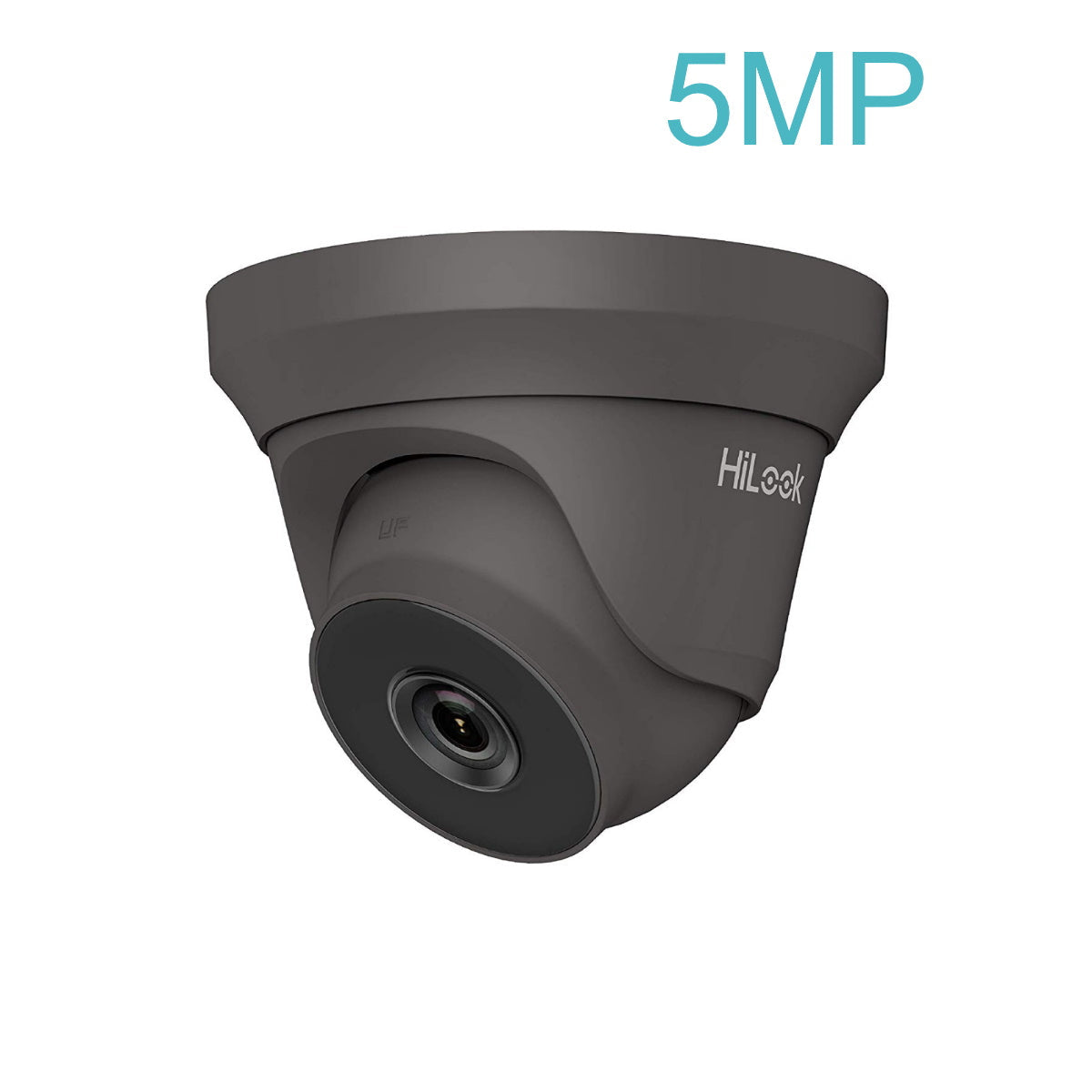 THC-T250-MS HiLook 5MP HD-TVI analogue turret camera with built-in mic and 40m IR in white or grey