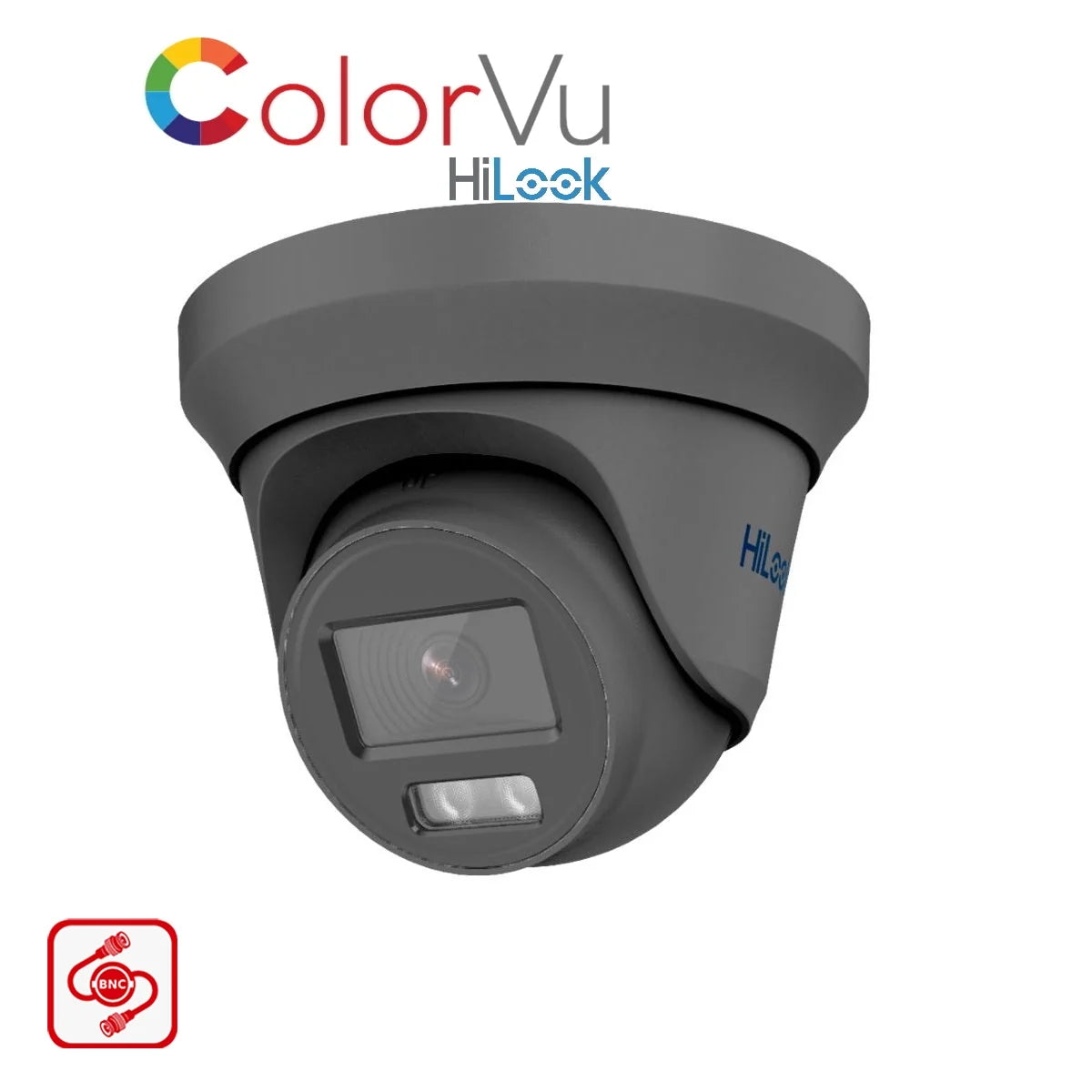 THC-T259-MS HiLook 5MP HD-TVI ColorVu analogue turret camera with 40m LED in white or grey