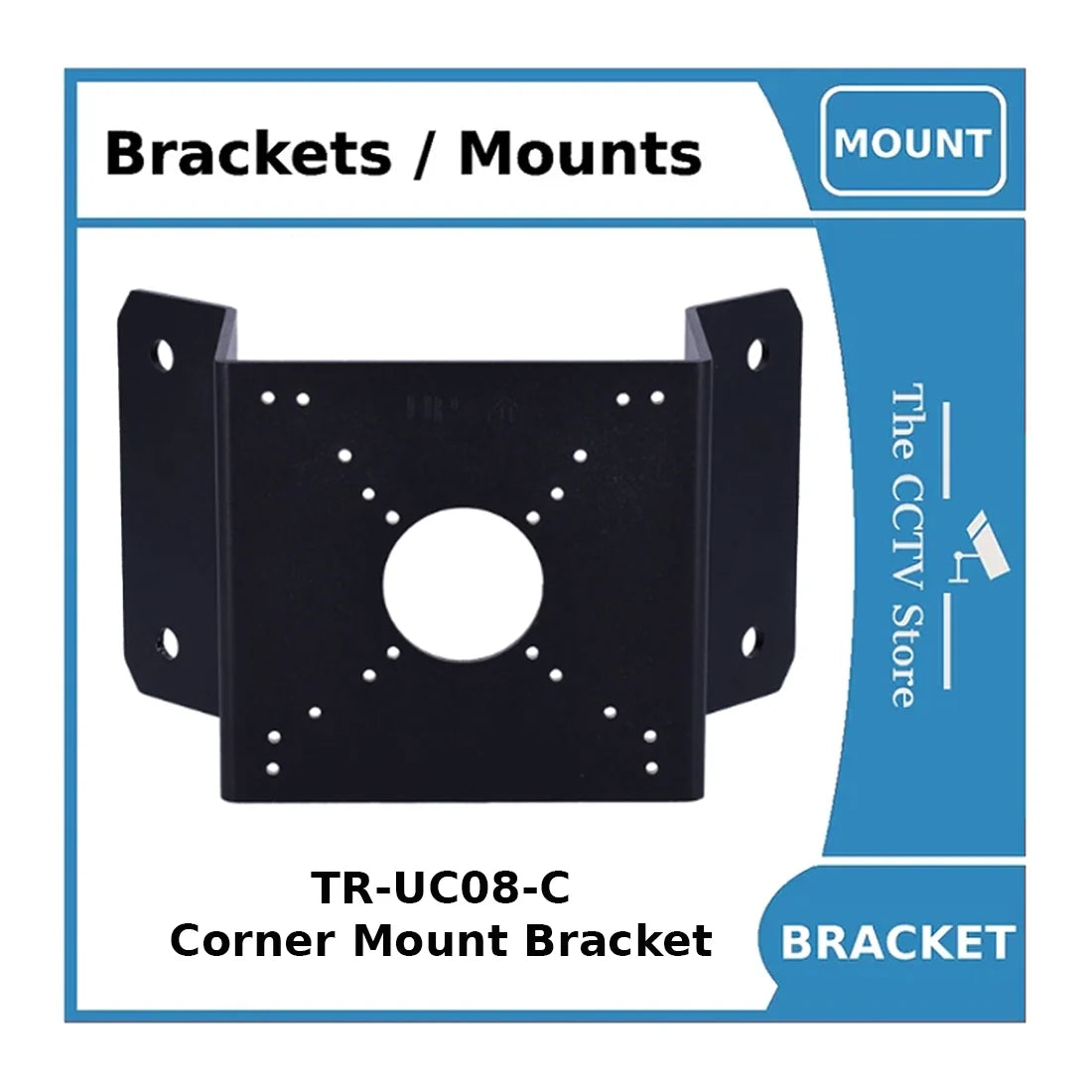 UNIVIEW TR-UC08-C-BLACK PTZ Dome Camera Corner Mount – Heavy Duty Outdoor Wall Bracket (Black)