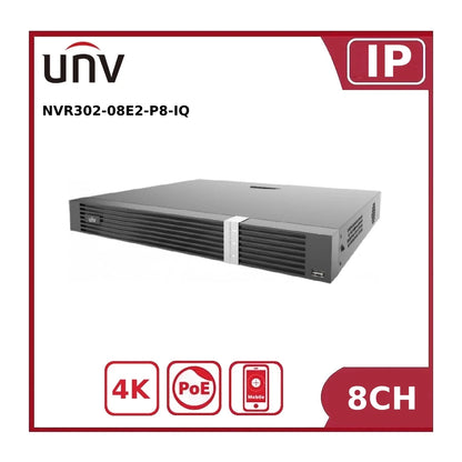 Uniview 12MP UNV-NVR302-08E2-P8-IQ 8 Channel 2 HDD Network Video Recorder PoE NVR "Limited Stock"