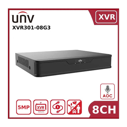 Uniview XVR301-08G3 8 Channel 5MP Hybrid XVR With Motion Detection, 1 HDD and AoC "EOL"