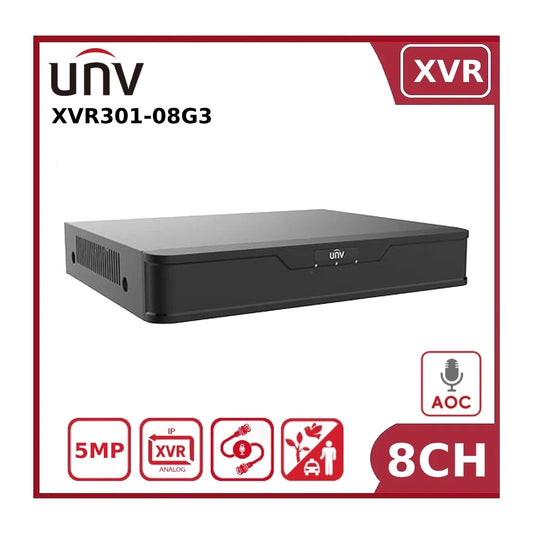 Uniview XVR301-08G3 8 Channel 5MP Hybrid XVR With Motion Detection, 1 HDD and AoC "EOL"