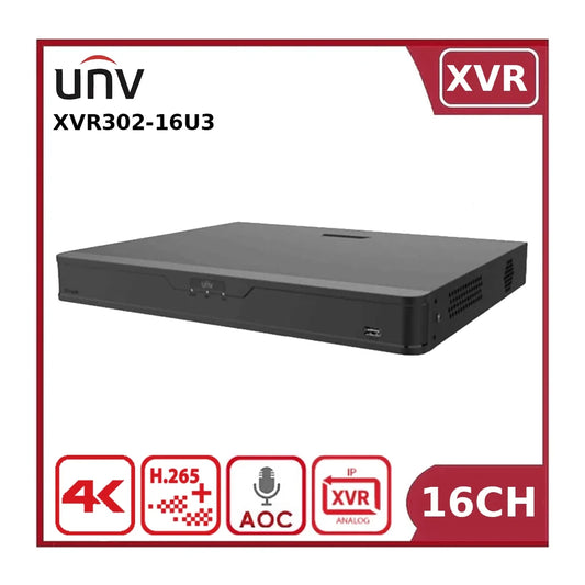 Uniview UV-XVR302-16U3 16-Channel 8MP Hybrid DVR, 2 × HDD, 4K Output