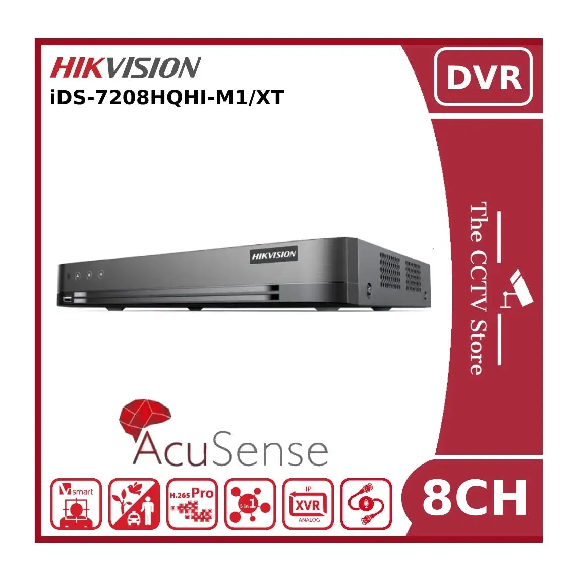 Hikvision iDS-7208HQHI-M1/XT 8 Channel 3K/5MP AcuSense Hybrid DVR