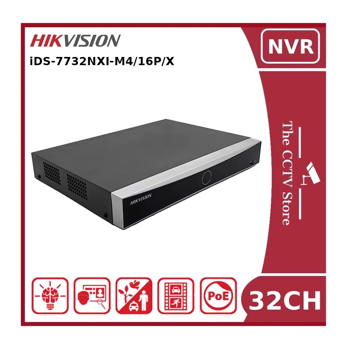Hikvision iDS-7732NXI-M4/16P/X 32 Channel 12MP 4K Deep In Mind NVR With 16 PoE Ports & 4 HDD Bays - NR