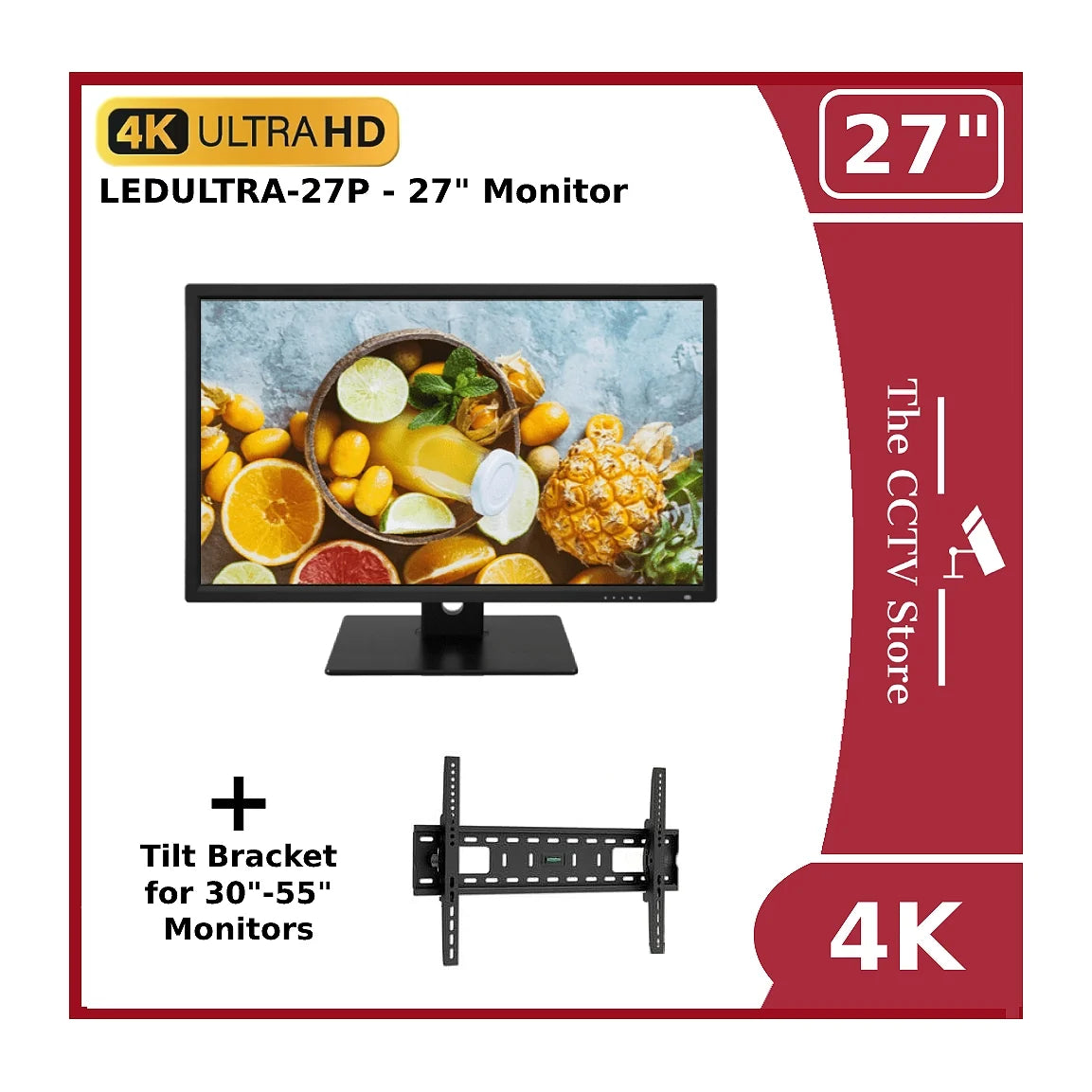27" Monitor for CCTV Large Display LED Monitor 16:9 & 2 HDMI Ports available in 4K ULTRA HD and 1080p Full HD